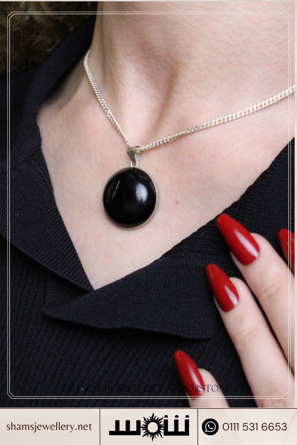 دلاية فضة بحجر أونكس أصلي