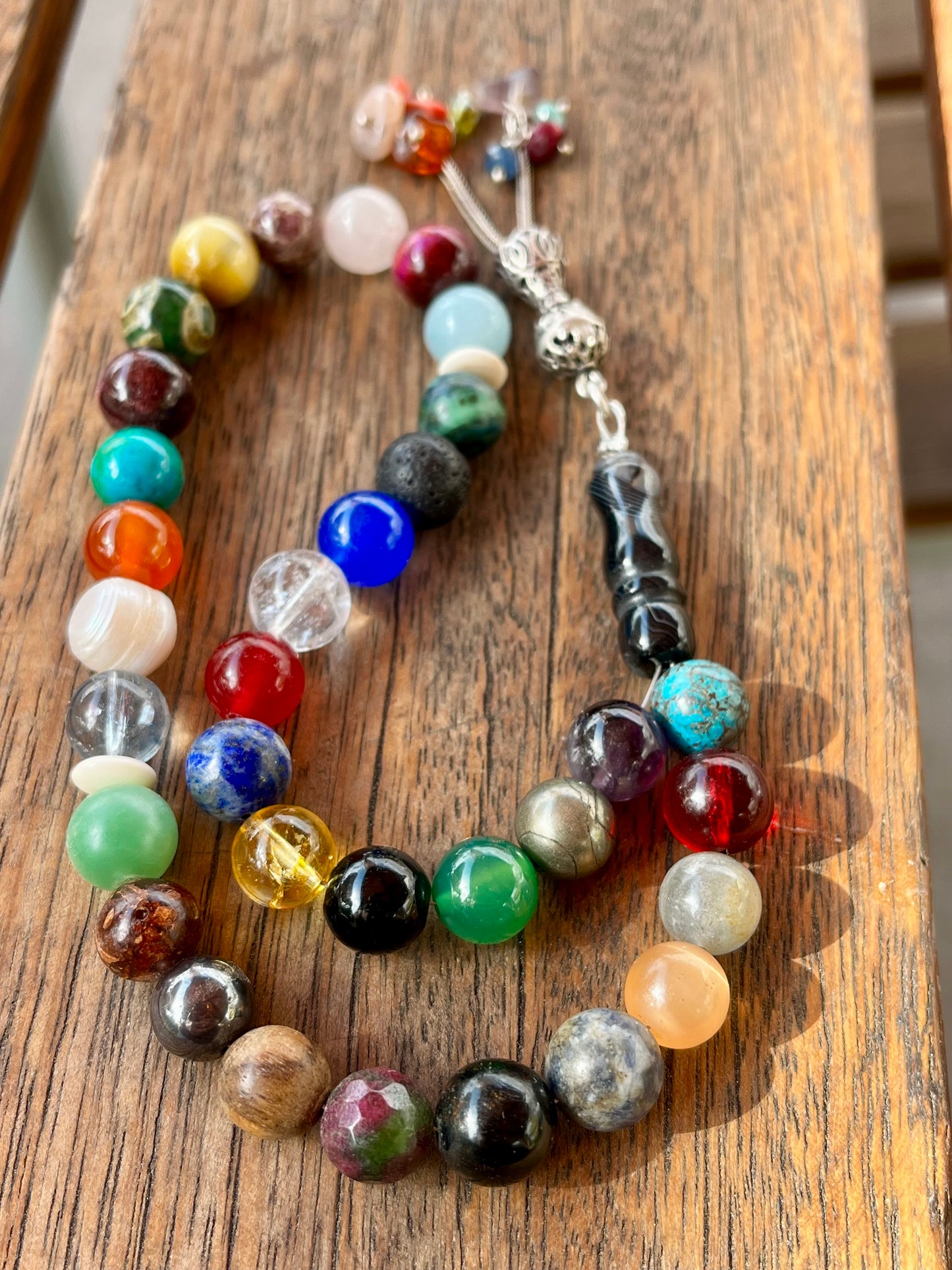 سبحة 43 نوع حجر كريم وفضة