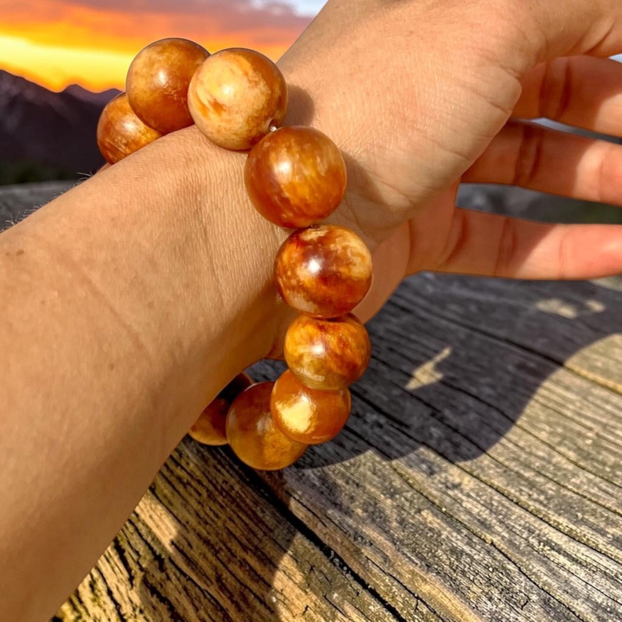 طقم كهرمان خشبي طبيعي فواح