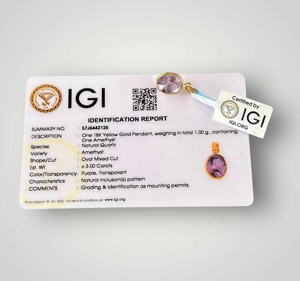 دلاية دهب جوهرة اماتيست بشهادة معملية IGI