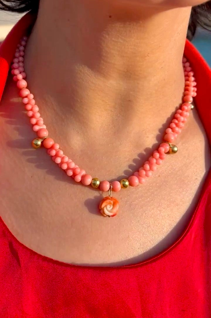 عقد مرجان ايطالي وفضة طلاء دهب