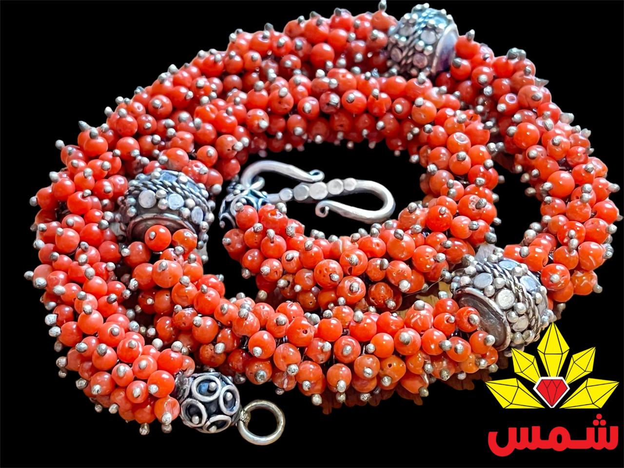 عقد فخم مرجان تونسي أصلي وفضة