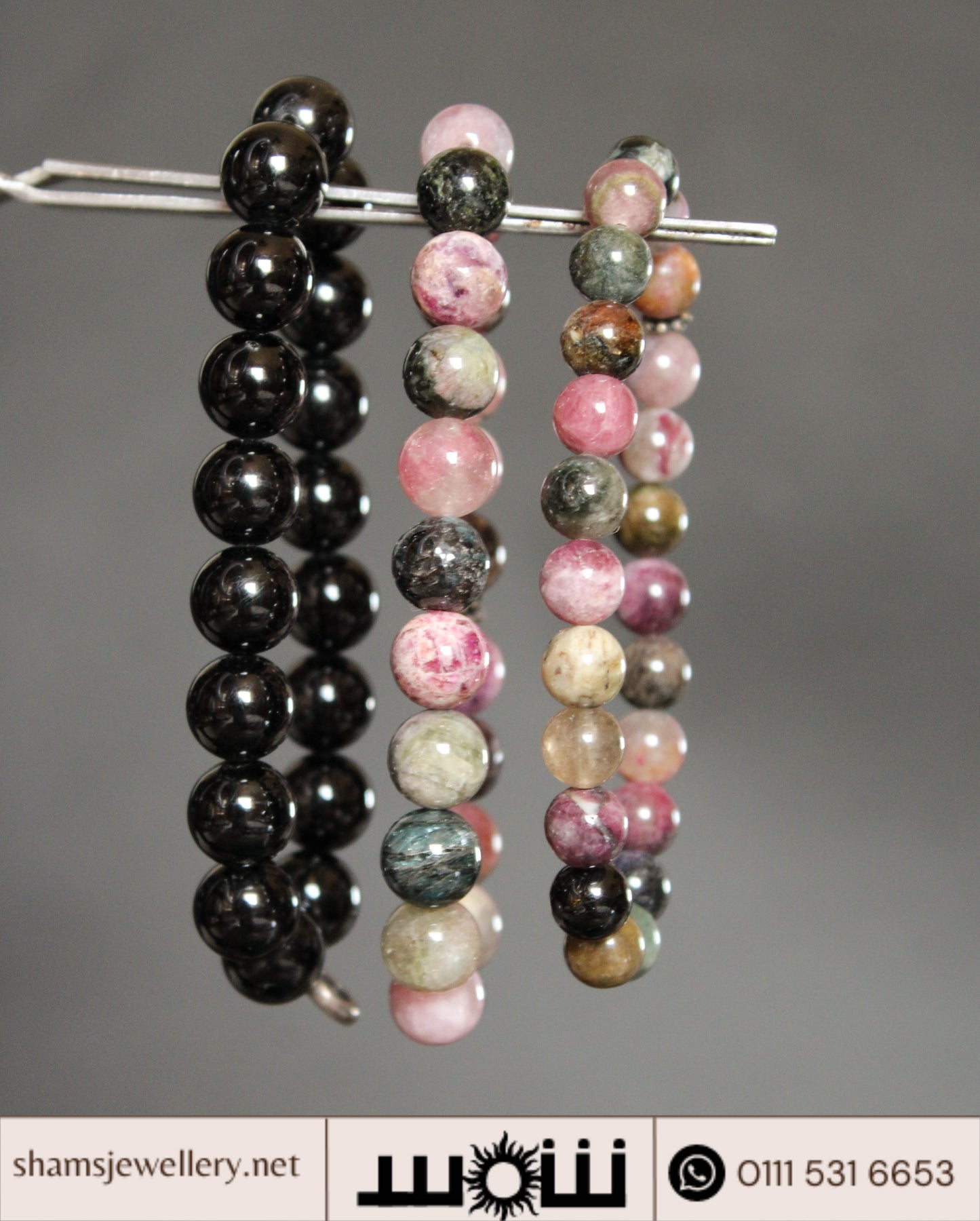 أساور تورمالين أحجار كريمة للجنسين