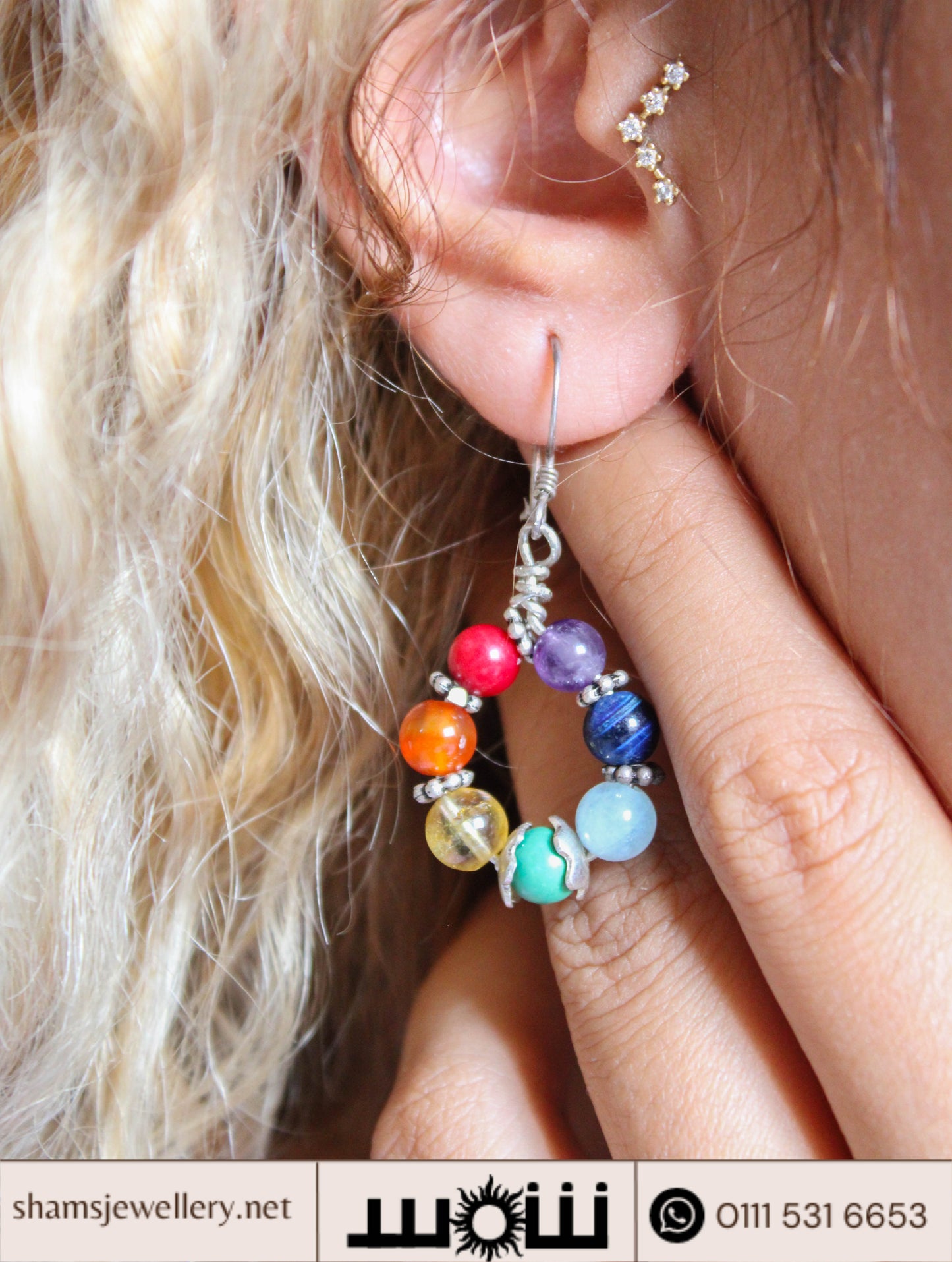 حلق شاكرات الطاقة السبعة وفضة