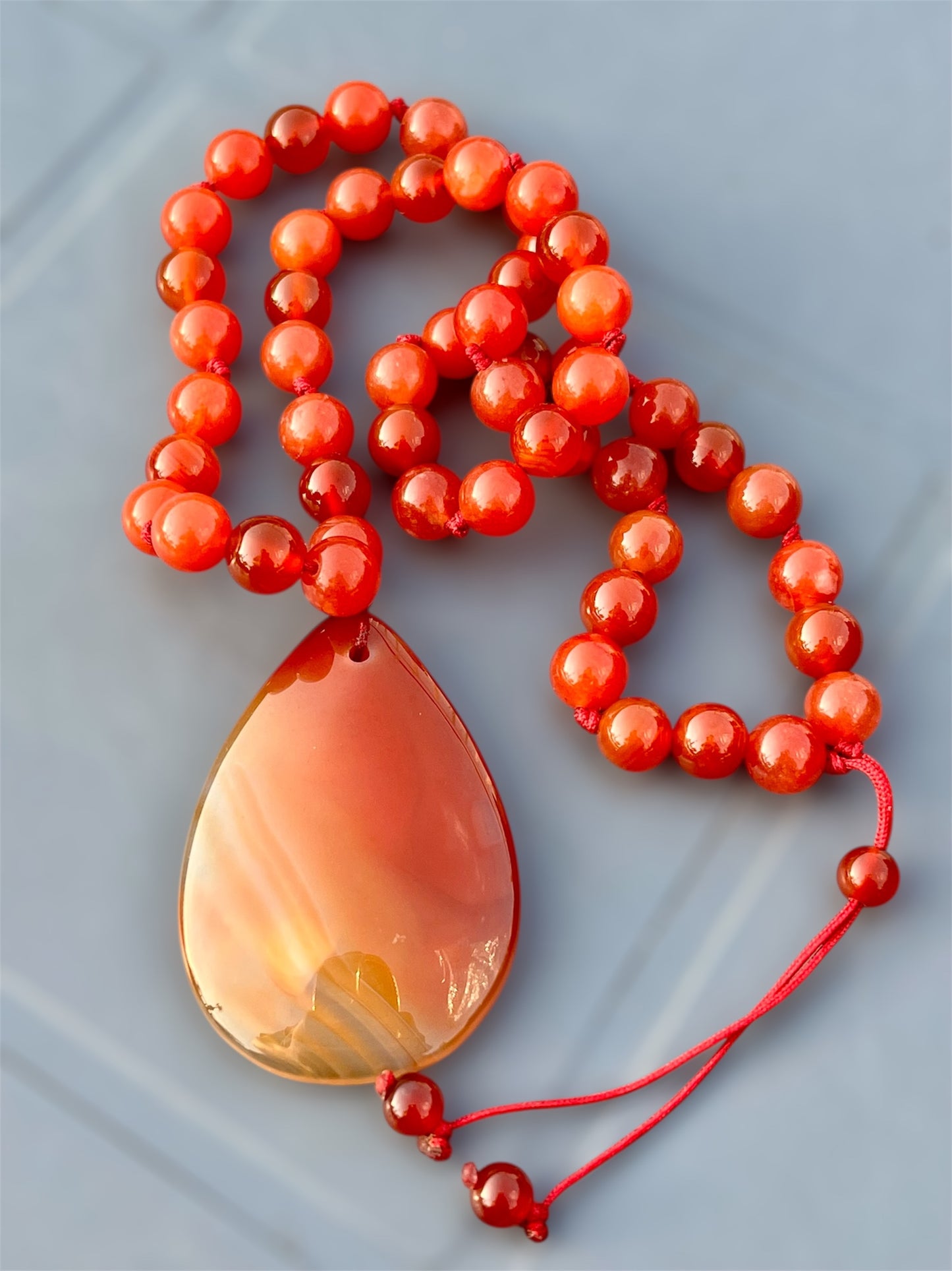 عقد عقيق كارنيليان اصلي