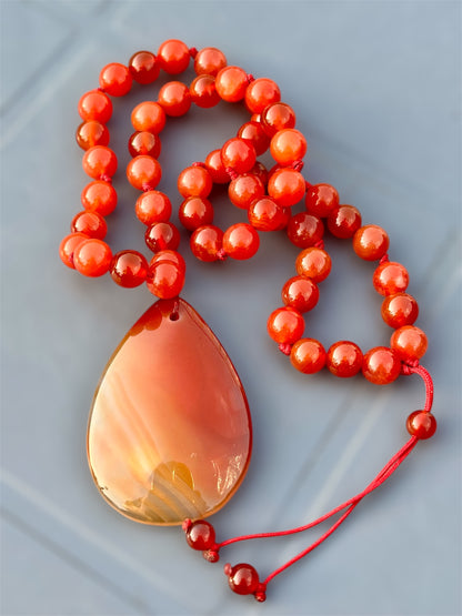 عقد عقيق كارنيليان اصلي