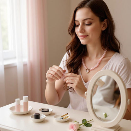 عقد راقي روز كوارتز أصلي وفضة