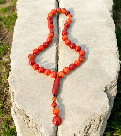 سبحة عقيق كارنيليان اصلي