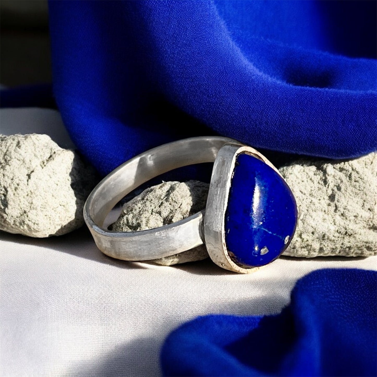 خاتم فضة حجر لابيس لازورد اصلي