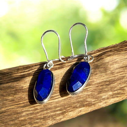 حلق فضة حجر لابيس لازورد اصلي