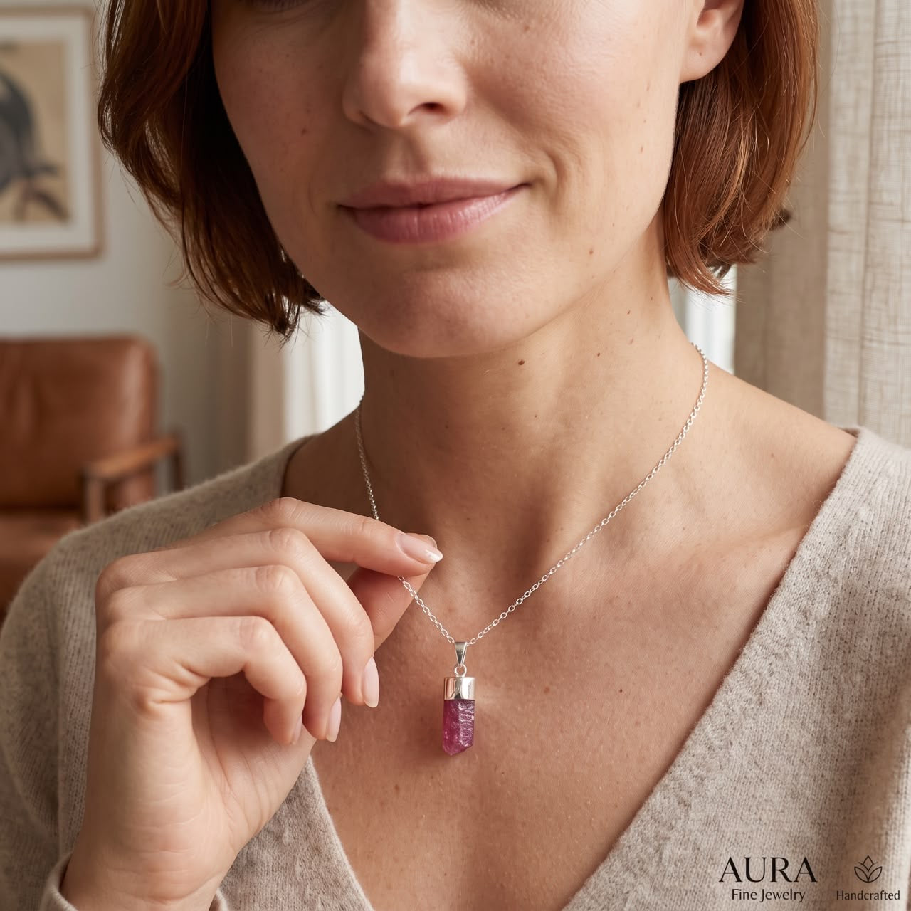 Scarlet Stone | Raw African Ruby Silver Pendant
