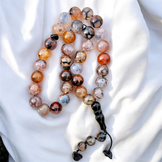 سبحة عقيق عنكبوتي طبيعي