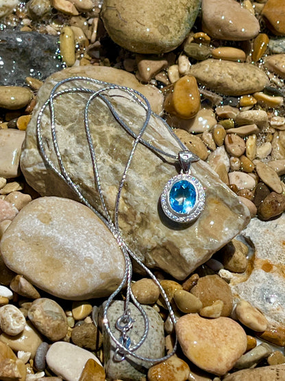 جوهرة توباز أصلية وفضة ايطالي