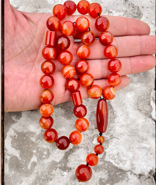 سبحة عقيق كارنيليان اصلي