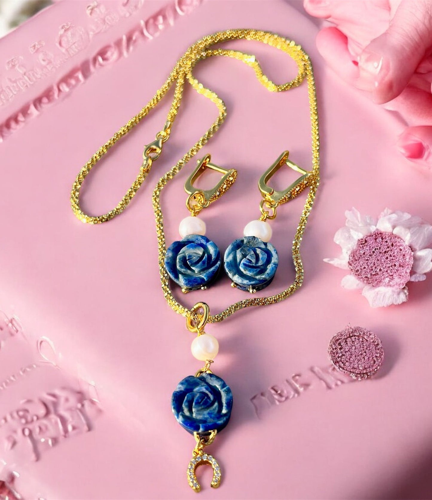 طقم لابيس لازورد وفضة ايطالي