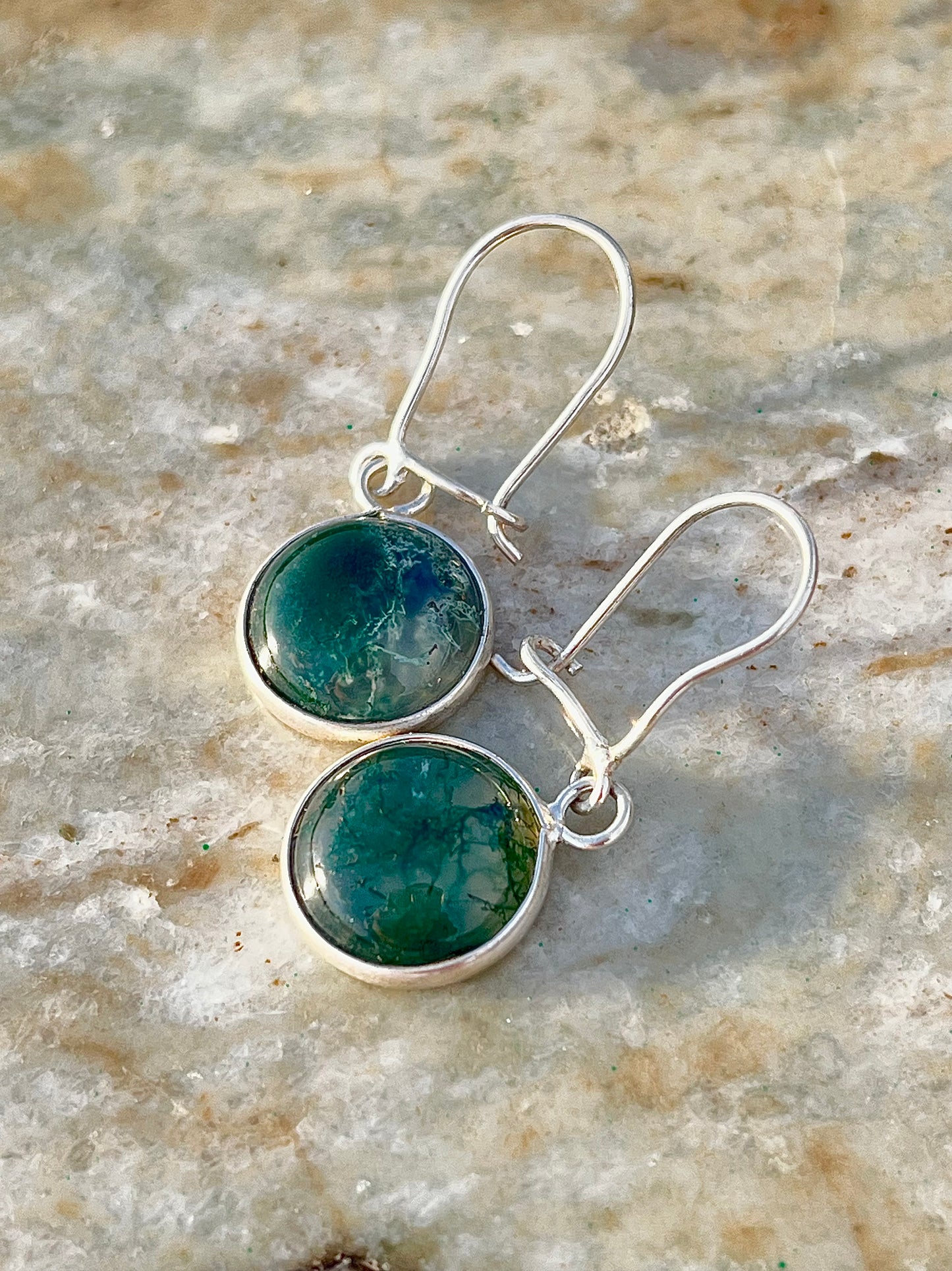 حلق فضة حجر عقيق موسى طحلبي