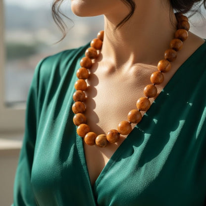 طقم كهرمان خشبي طبيعي فواح