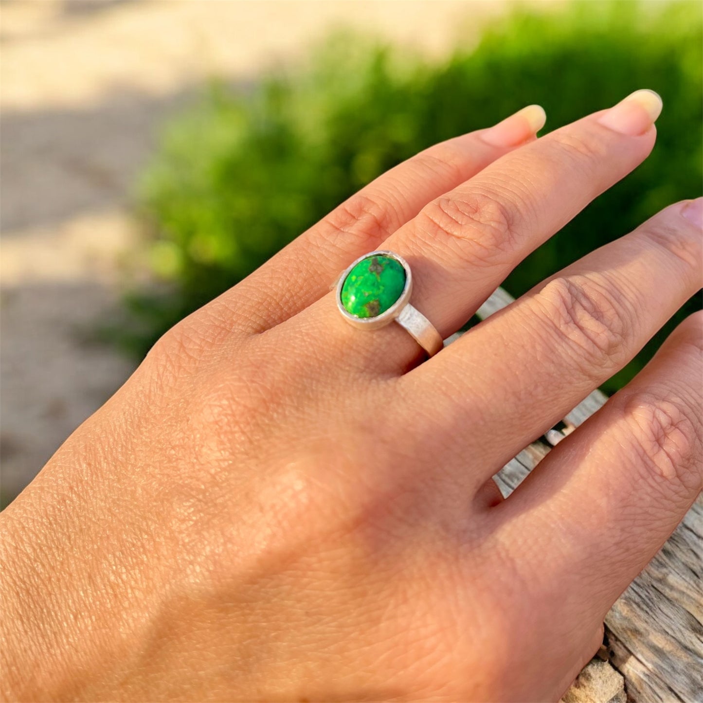 فيروز امريكي معرق فضة خاتم فضة