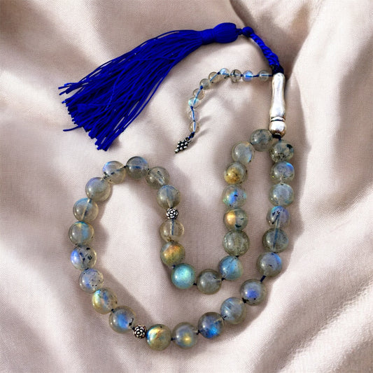 سبحة حجر الطاووس الاصلي وفضة