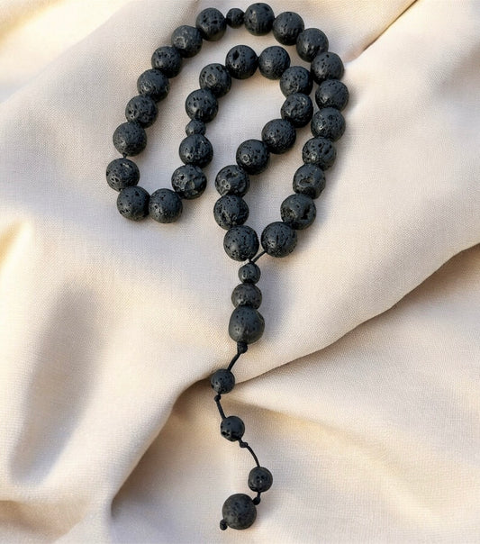 سبحة حجر بركاني اصلي