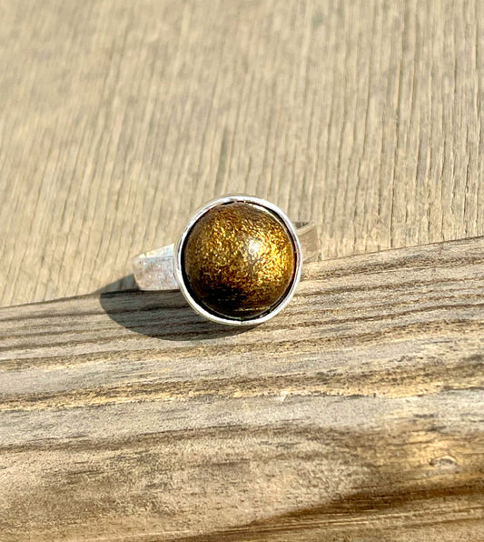 خاتم فضة بحجر يسر دهبي نادر