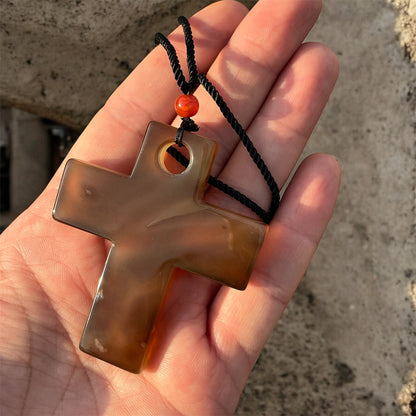 عقد صليب عقيق طبيعي للجنسين