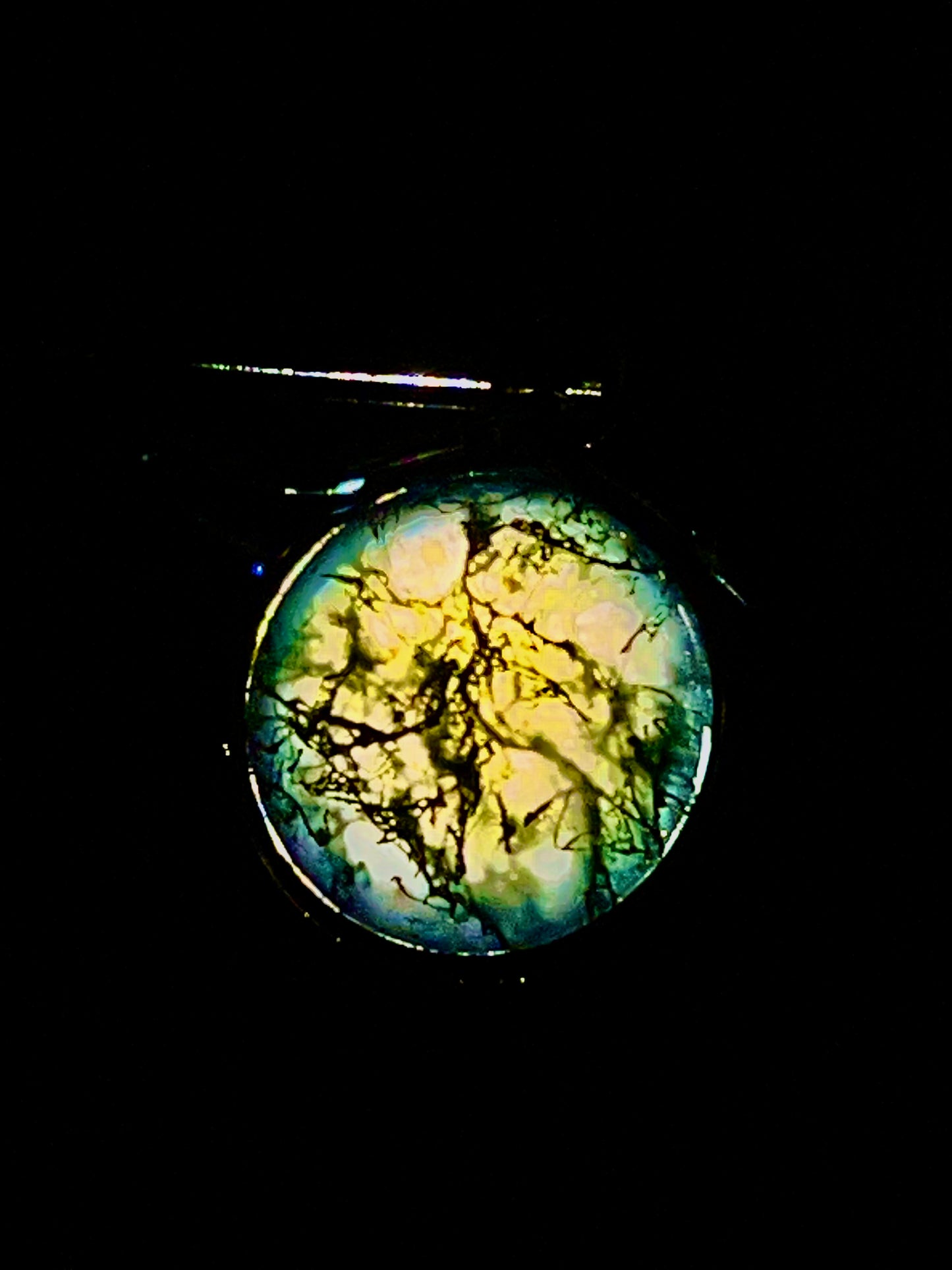 حلق فضة حجر عقيق موسى طحلبي