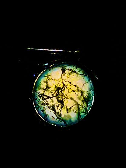 حلق فضة حجر عقيق موسى طحلبي