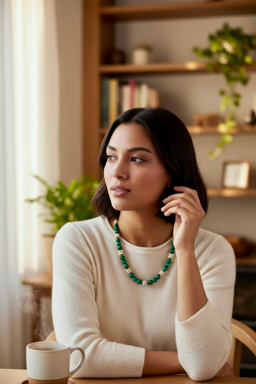 عقد عاج ومالكايت وفضة للجنسين