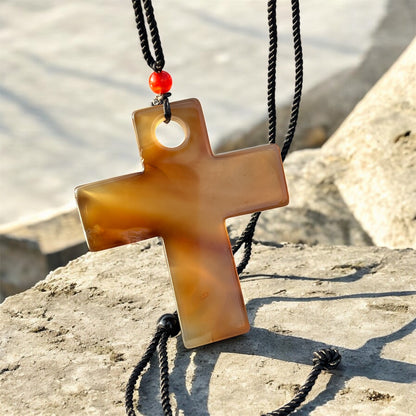 عقد صليب عقيق طبيعي للجنسين