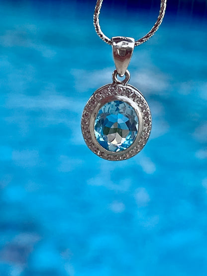 جوهرة توباز أصلية وفضة ايطالي