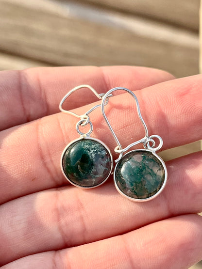 حلق فضة حجر عقيق موسى طحلبي