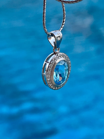 جوهرة توباز أصلية وفضة ايطالي