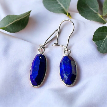 حلق فضة حجر لابيس لازورد اصلي