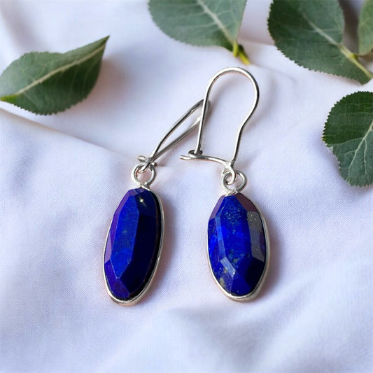 حلق فضة حجر لابيس لازورد اصلي