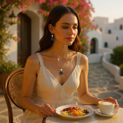 طقم لابيس لازورد وفضة ايطالي