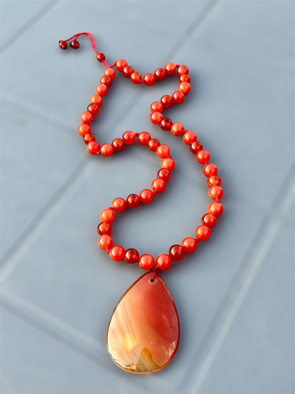 عقد عقيق كارنيليان اصلي