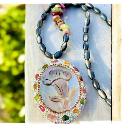 عقد صدف بحري نادر وفضة