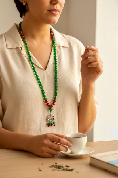 عقد وسبحة 100حبة عقيق اصلي وفضة