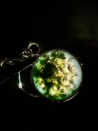 حلق فضة حجر عقيق موسى طحلبي