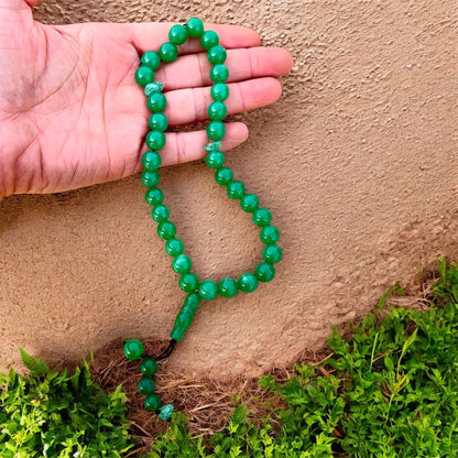 سبحة عقيق اخضر اصلي